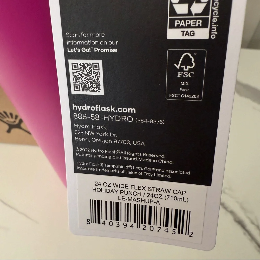 Hydro Flask 24oz Wide Mouth Straw Limited Remix: Sugar Plum & Holiday Punch - Picture 8 of 10